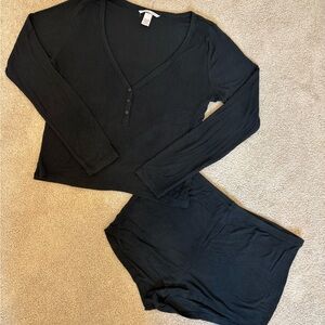 Black Long Sleeve Pajama Set